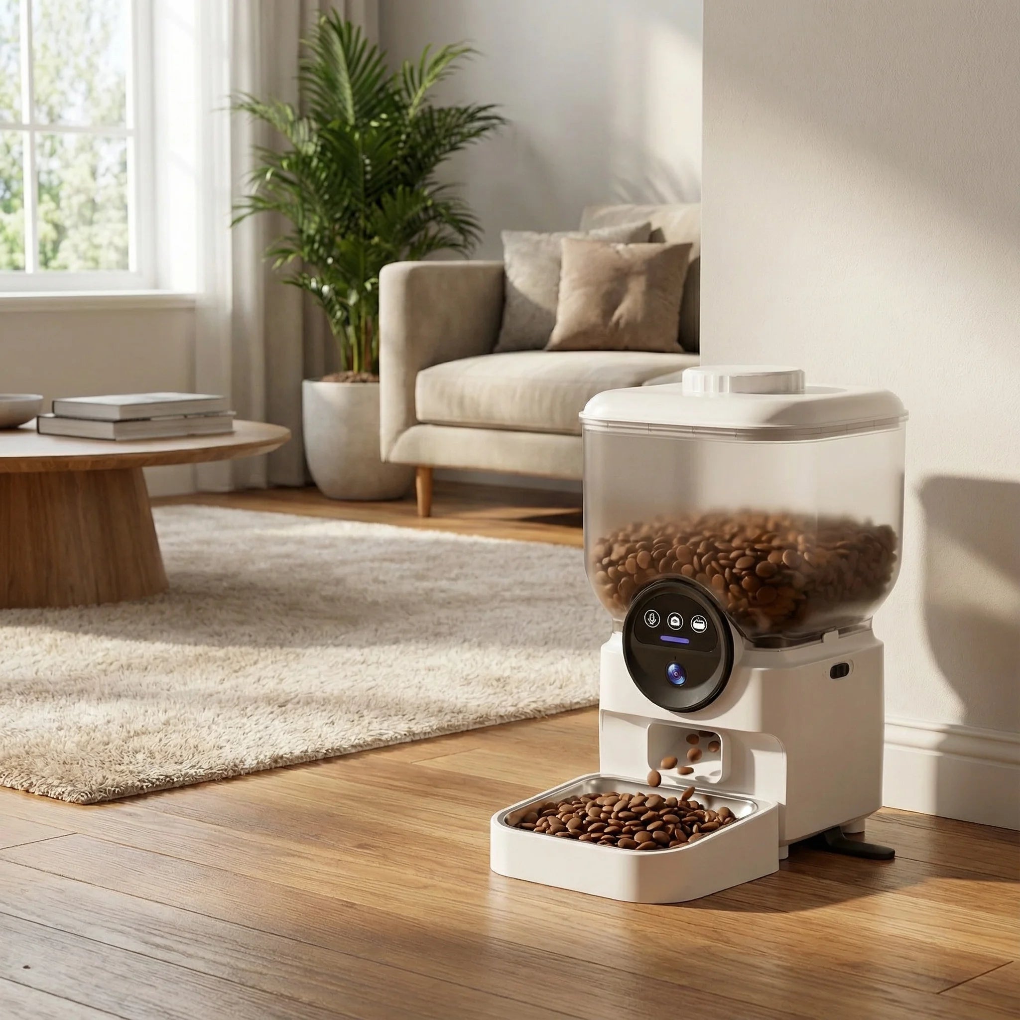 Distributeur de Croquettes pour Chat Automatique Rechargeable avec Caméra HD
