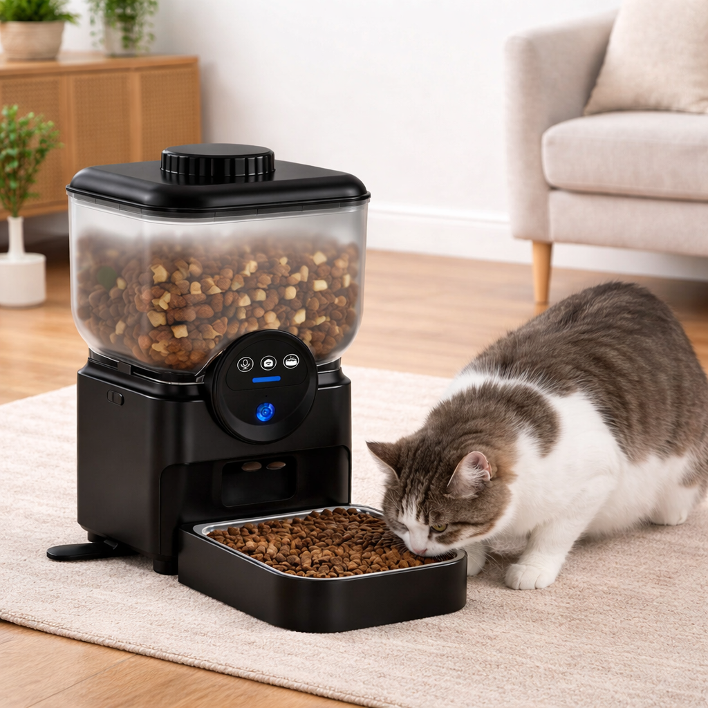 Distributeur de Croquettes pour Chat Automatique  Rechargeable avec Caméra HD